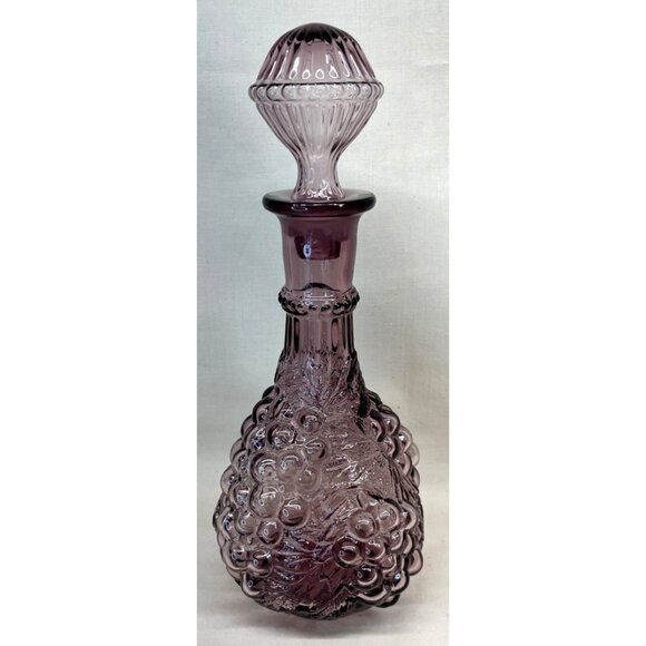 Imperial Glass Amethyst Grape Genie Bottle Decanter with Stopper 12 1/2" - Picture 3 of 7